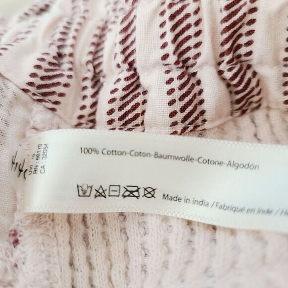 FP One Free People Harriet Short M Red Cream Striped Paperbag Belted Pocket Boho - Picture 12 of 13